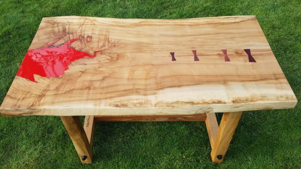 Red flame effect table top garden table