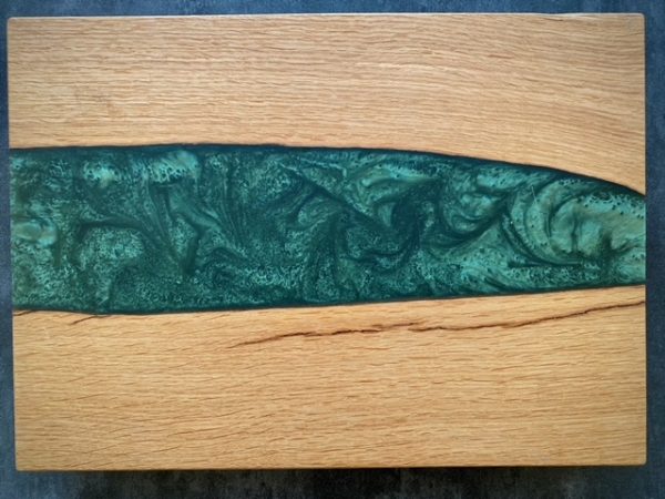 river resin serving board dark green